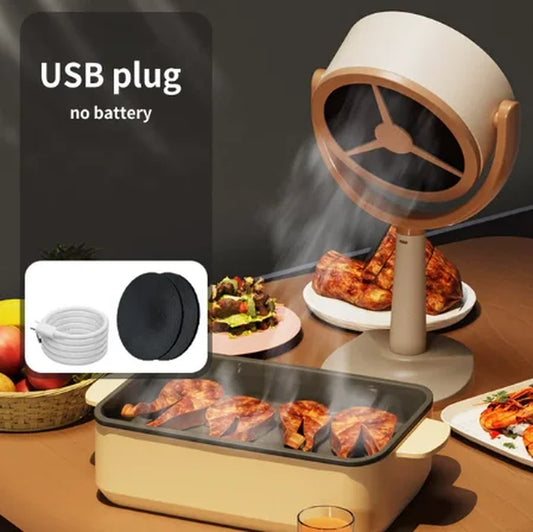 Mini Kitchen Portable Desktop Range Hood Large Suction Rechargeable Exhaust Fan Adjustable Angle USB Plug Indoor BBQ Hotpot Use